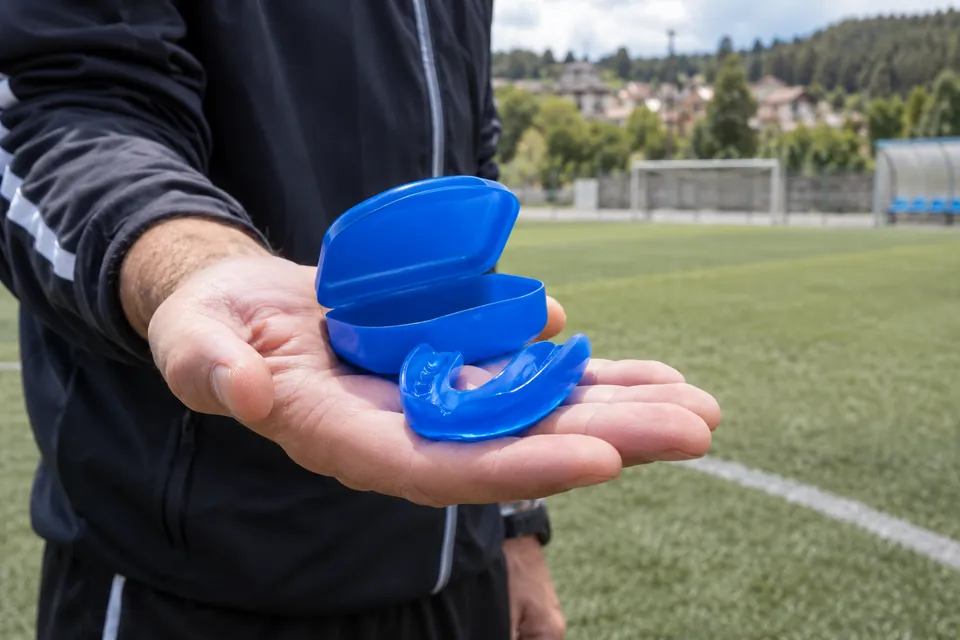 Protector bucal y estuche para la práctica deportiva infantil