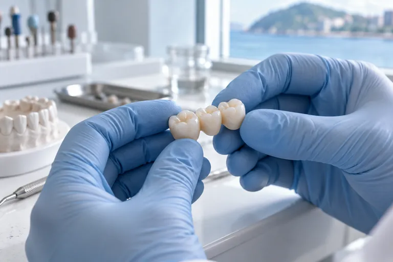Detalle ilustrativo de un puente dental cerámico