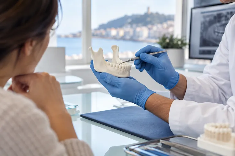 Modelo ilustrativo para explicar el soporte óseo dental